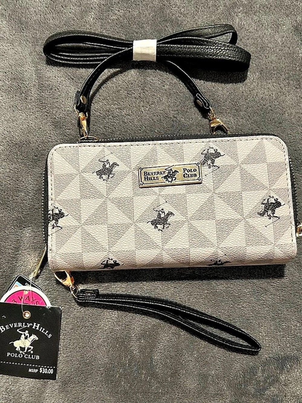 Beverly Hills Polo Club Geometric Print Wallet Crossbody Bag